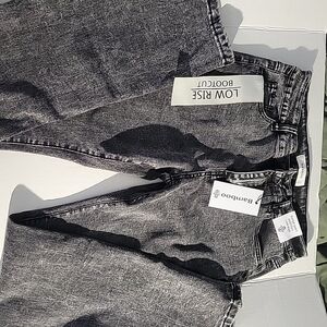 Y2K BAMBOO Women's Low Rise Boot Cut Jeans - Black Washed Sz 11/12